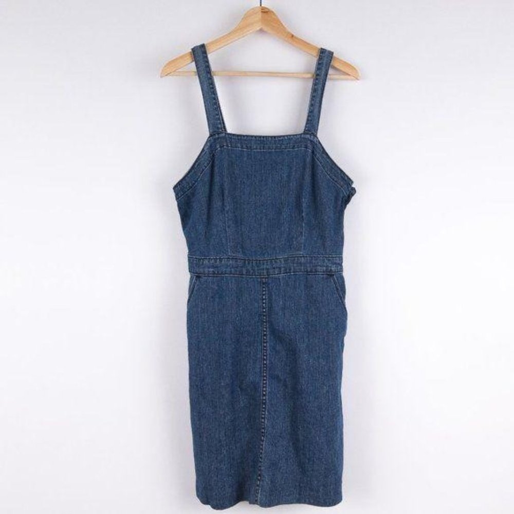 Universal Thread Blue Denim Chambray Jean Dress Front Pockets Size 10